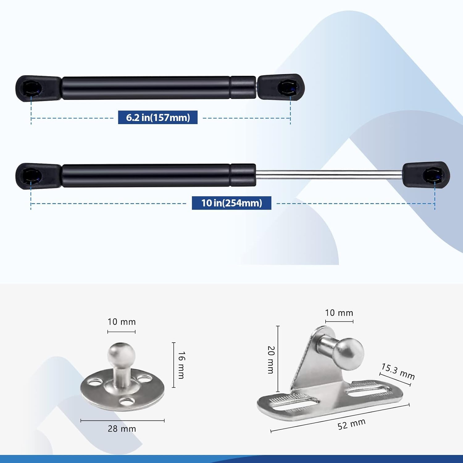 ARANA 10 Inch Gas Struts 18lb/80N, Tool Box Shocks 10 '', Gas Spring for Cabinet Truck Tool Box Lid Boat Hatch Lid, 2 Pcs Set