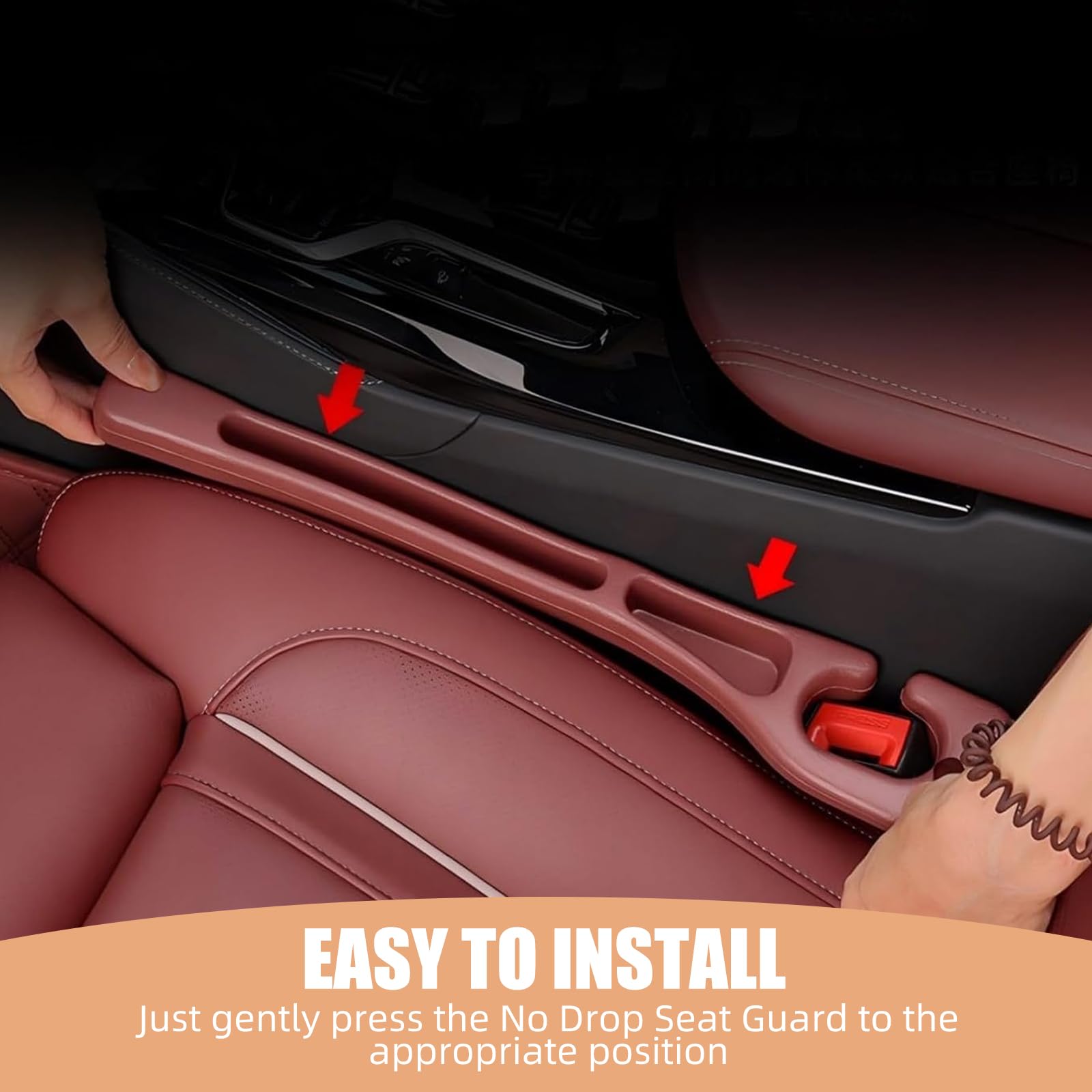 FFKQBH No Drop Seat Guard, Car Seat Side Gap Filler, Drop seat Gap fillers Between Seat and Console Stop Things from Dropping (R