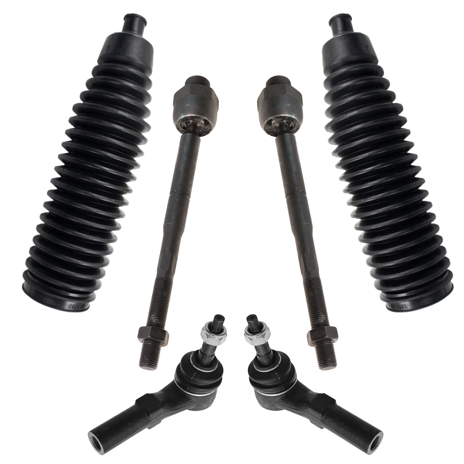 Trq Front Driver & Passenger Side Inner & Outer Steering Kit Steering Rack & Pinion Bellow Tie Rod Compatible With 2005-2010 Dod