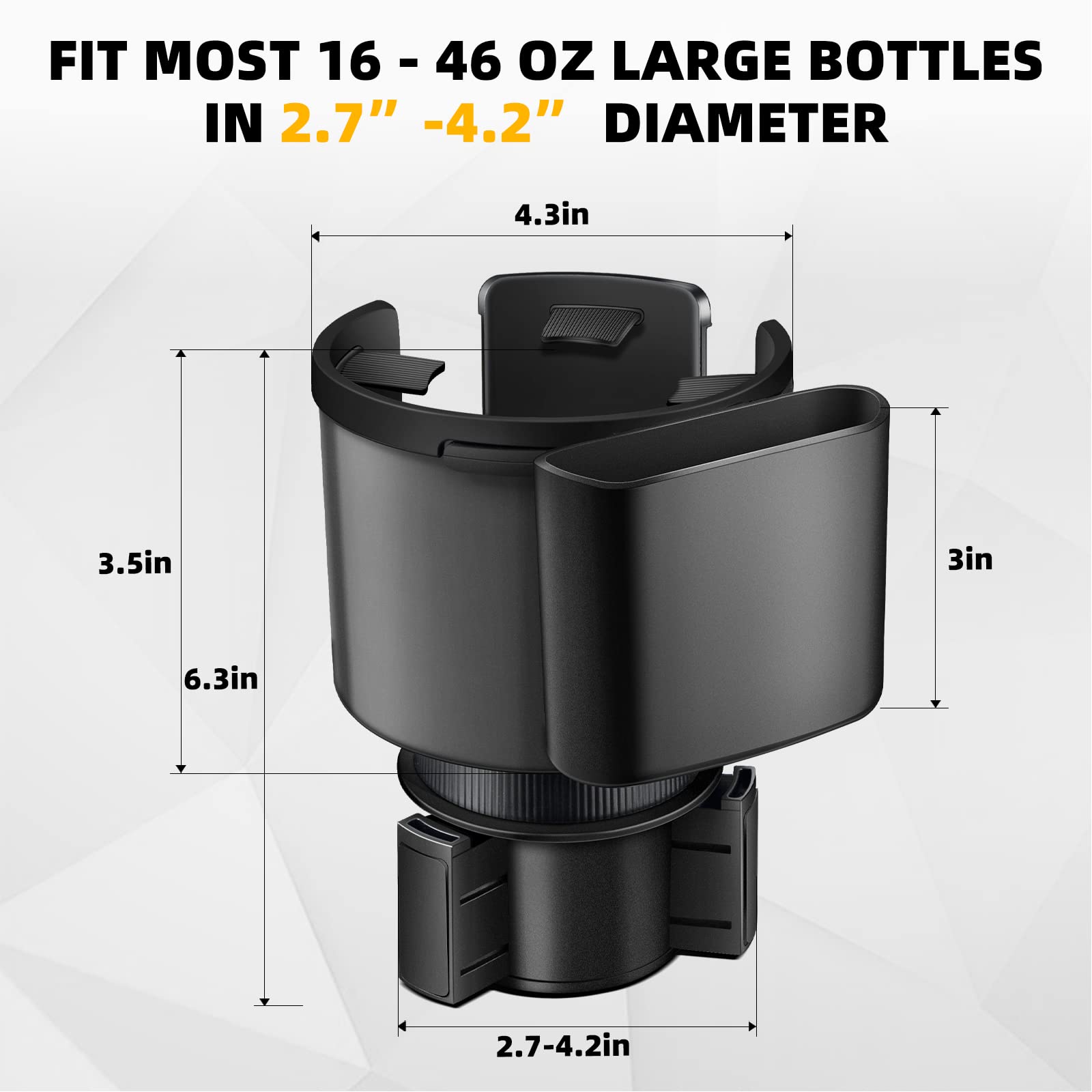 Tykor Car Cup Holder Expander, Cup Holder Extender Adapter For Car With Adjustable Base, Fits Yeti 24/36/46Oz, Hydroflask 32/40O