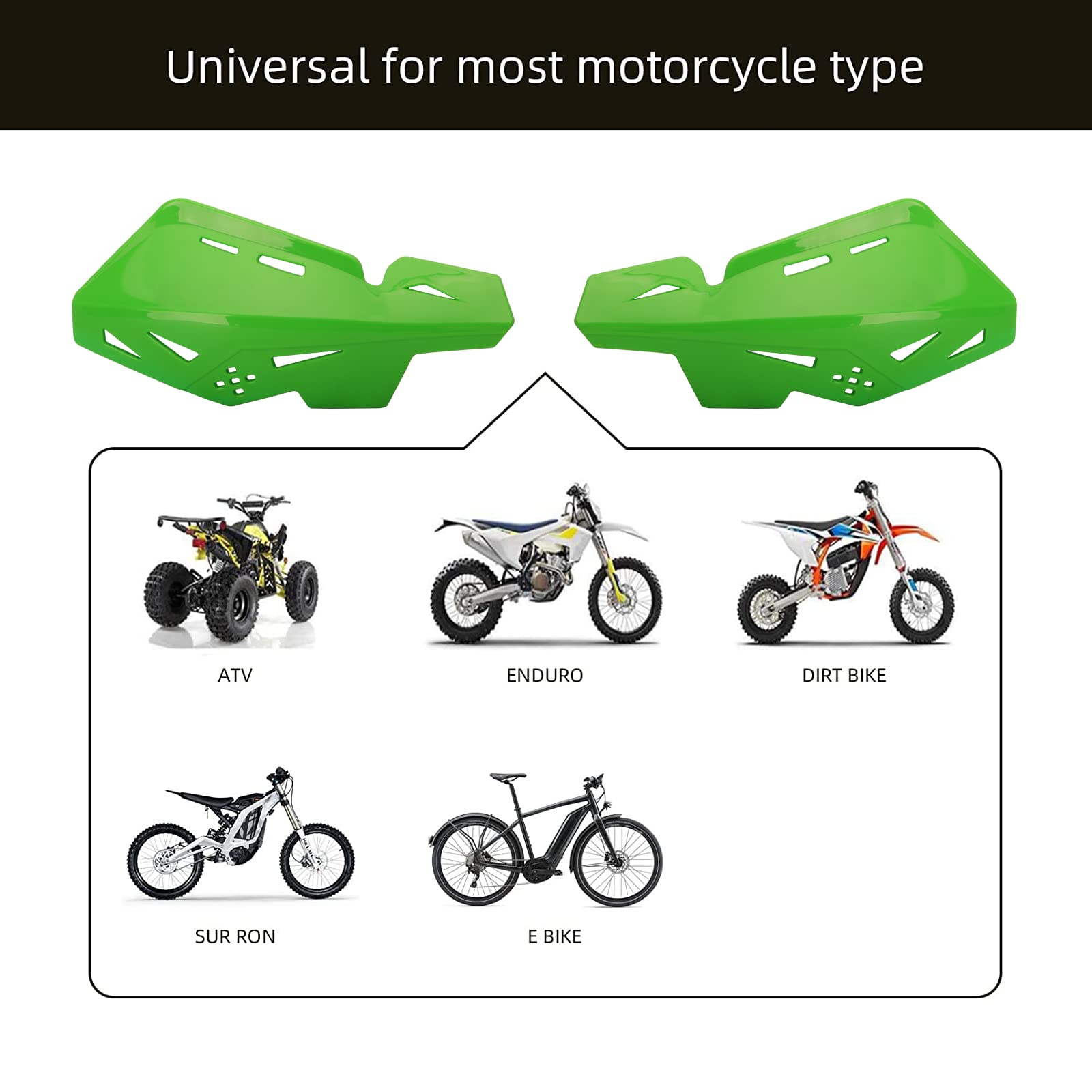 PRO CAKEN 7/8" & 1 1/8" Handle Bar Hand Guards - Nylon Bracket for Dirt Bike/ATV - Green
