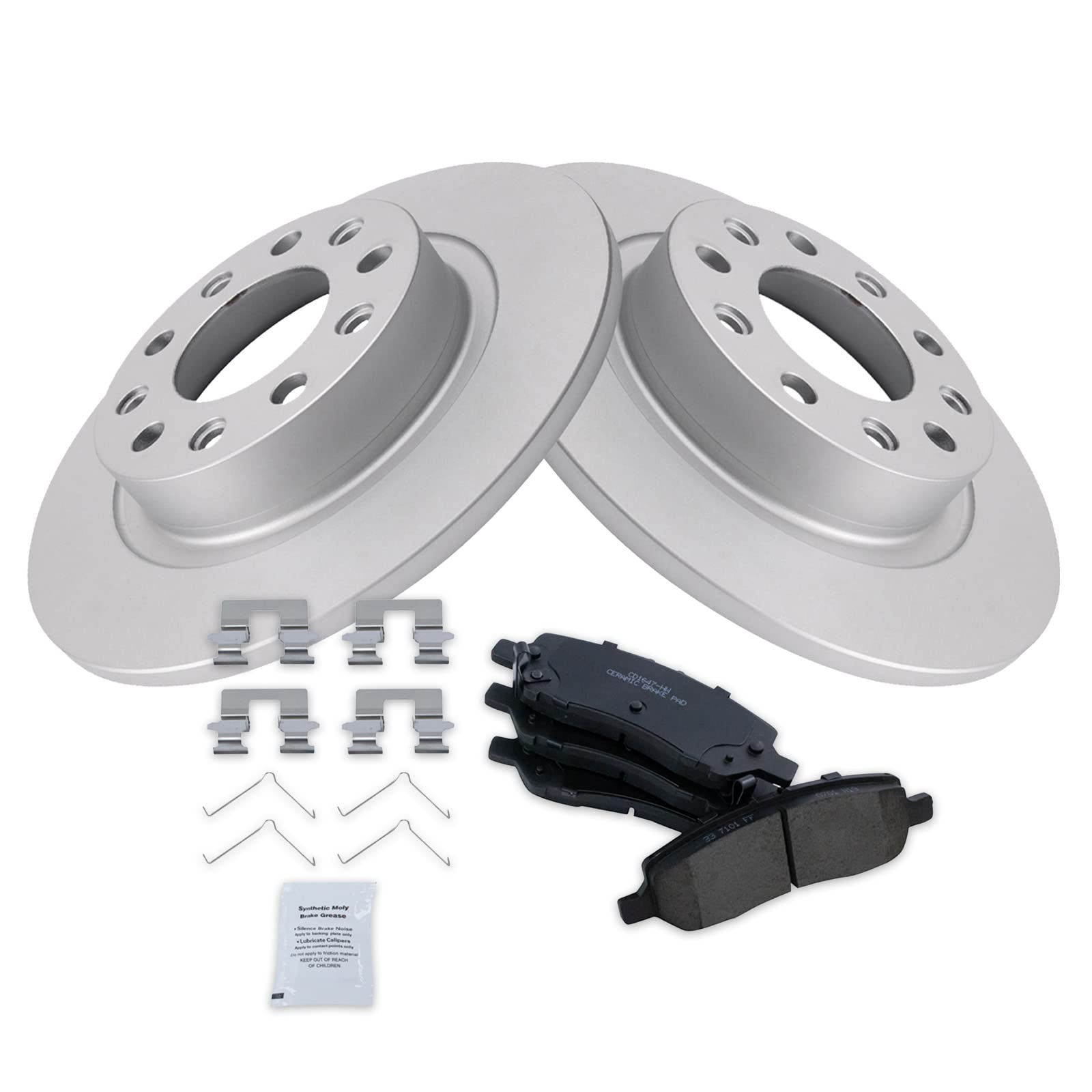 Trq Rear Brake Pad & Rotor Kit Brake Pads Brake Rotor Ceramic Premium G-Coated Compatible With 2013-2016 Dodge Dart