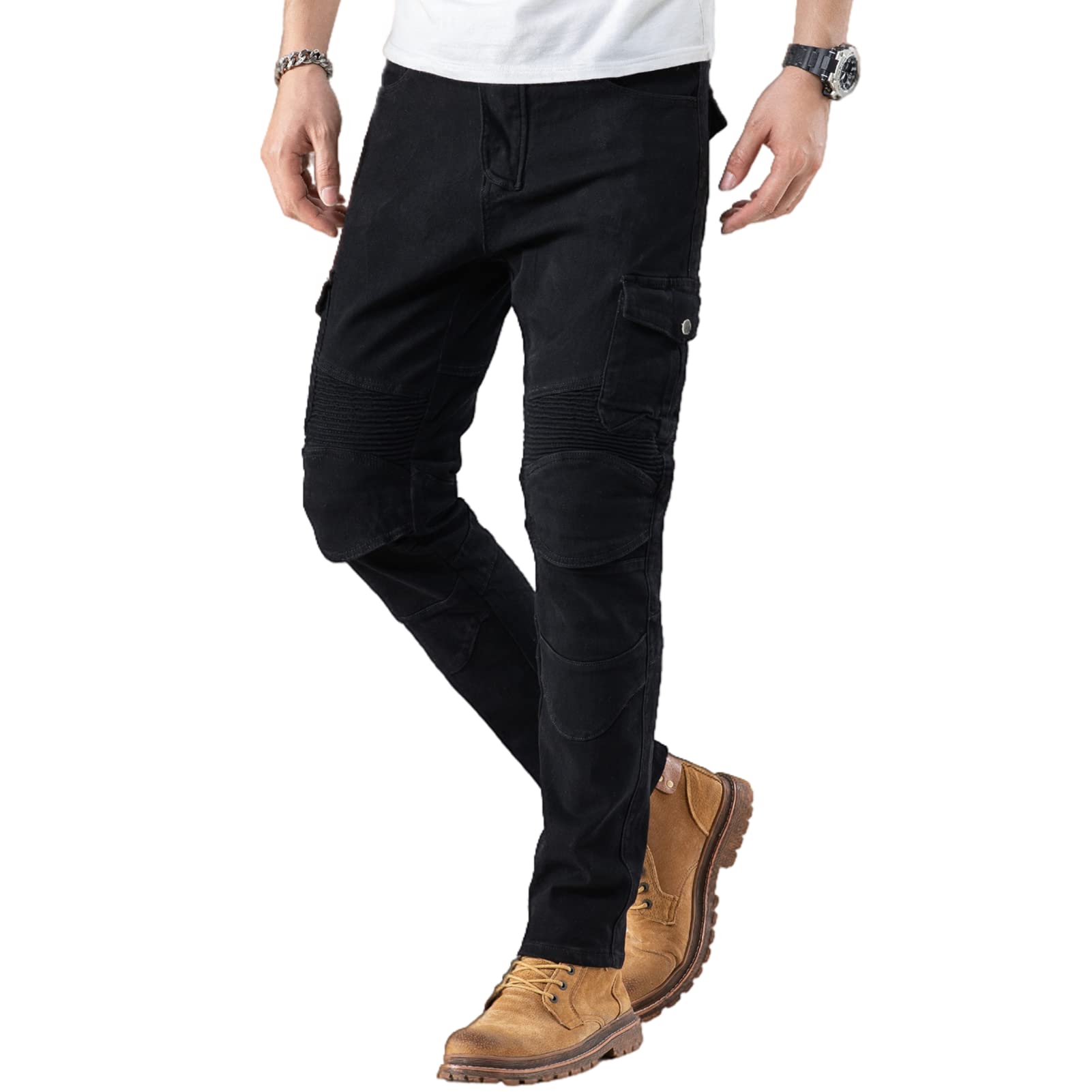 Ctbqitom Motorcycle Pants For Men Motocross Riding Pants Motorbike Riding Denim Jeans Adventure Trousers With Ce Armor Pads,Blac