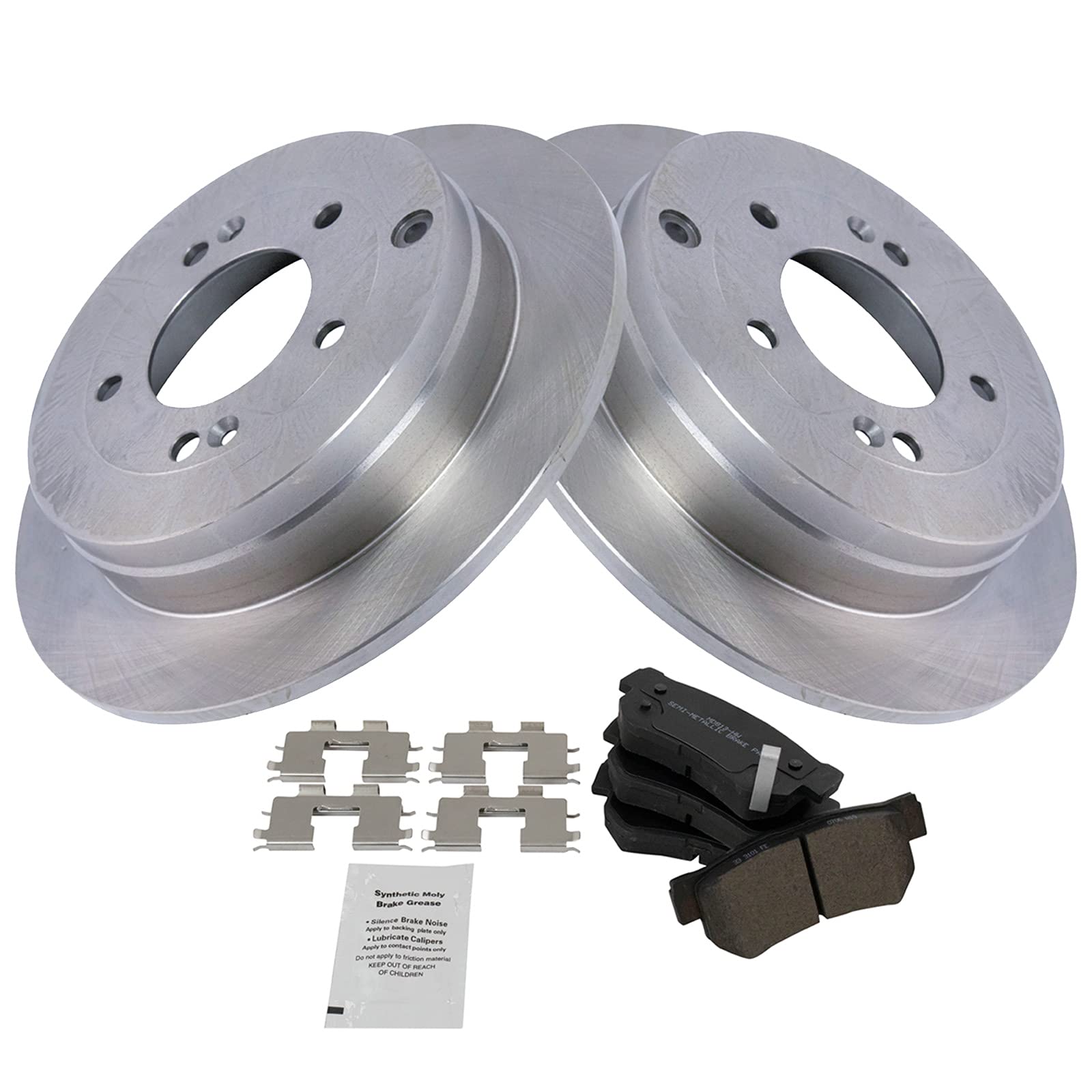 Trq Rear Brake Pad & Rotor Kit Brake Pads Brake Rotor Semi-Metallic Compatible With 2006-2009 Hyundai Azera