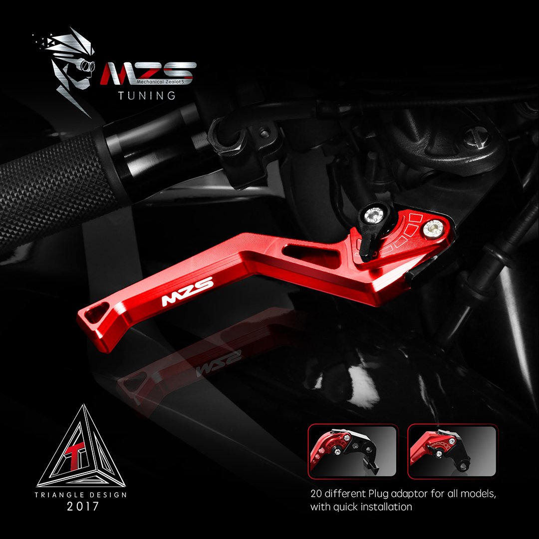 MZS Red Motorcycle Clutch Brake Levers Adjustable Compatible with 749 848 999 1098 1198 / Diavel X/Monster 1100 1200 / Multistra