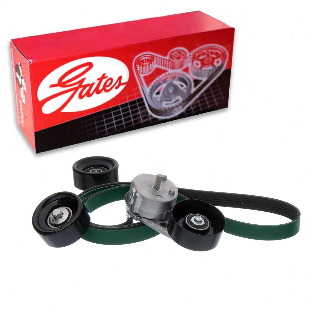 Gates Complete Serpentine Belt Drive Component Kit compatible with Ford F-350 Super Duty 6.4L V8 2008-2010