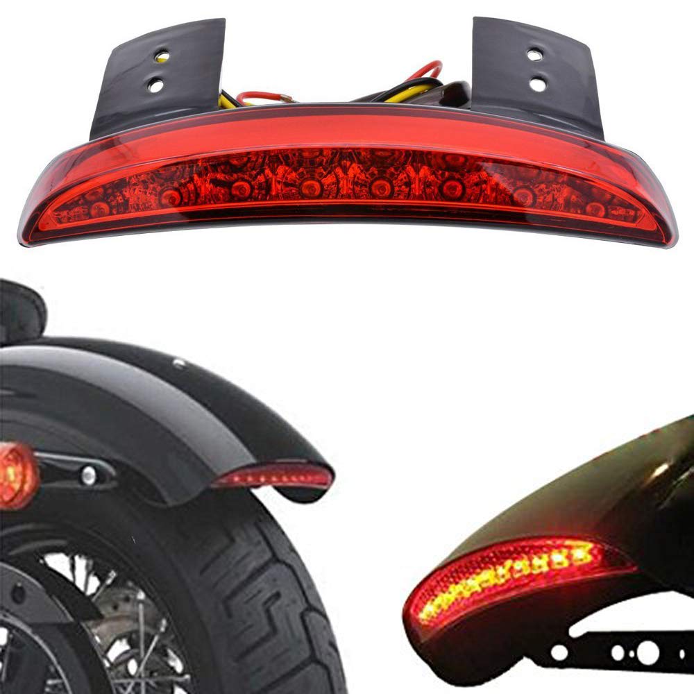 ANKIA Motorcycle Chopped Rear Fender Edge LED Brake License Plate Tail Light Stop Running Light Turn Signal Lamp for Harley Spor