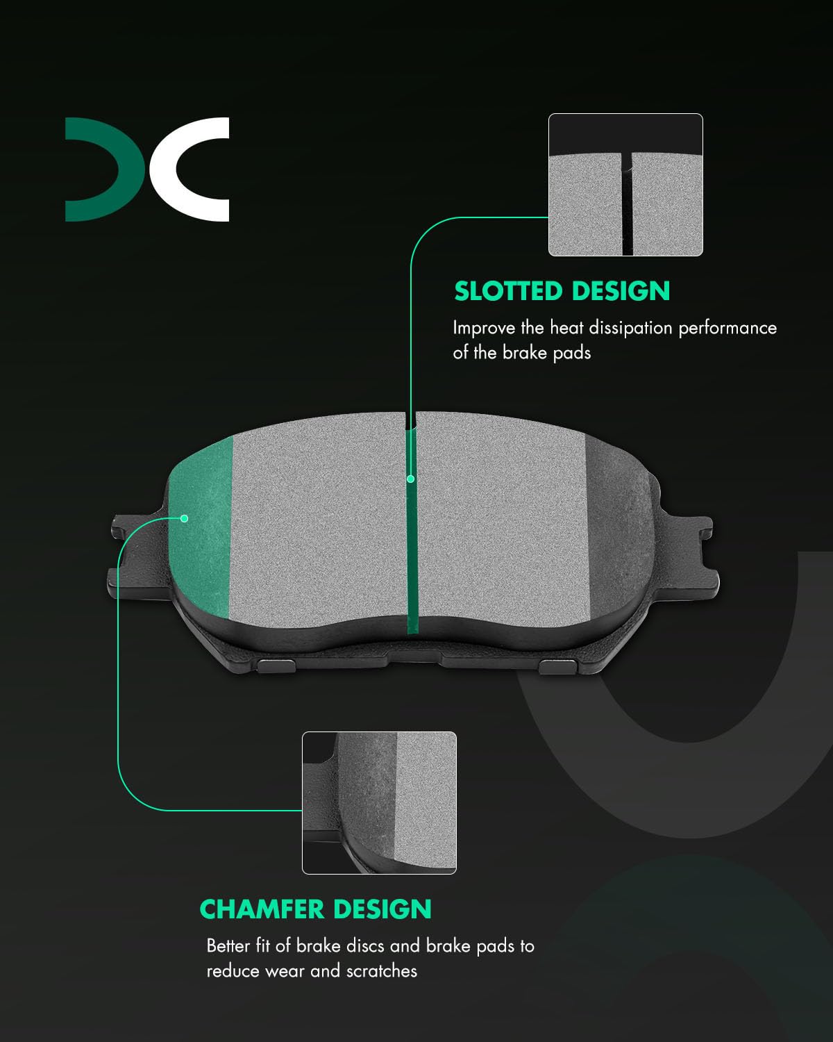 Scitoo Front Ceramic Rear Semi-Metal Disc Brake Pads Kits 8Pcs Fit For 2006 For Lexus Gs300,2009-2013 For Lexus Is250