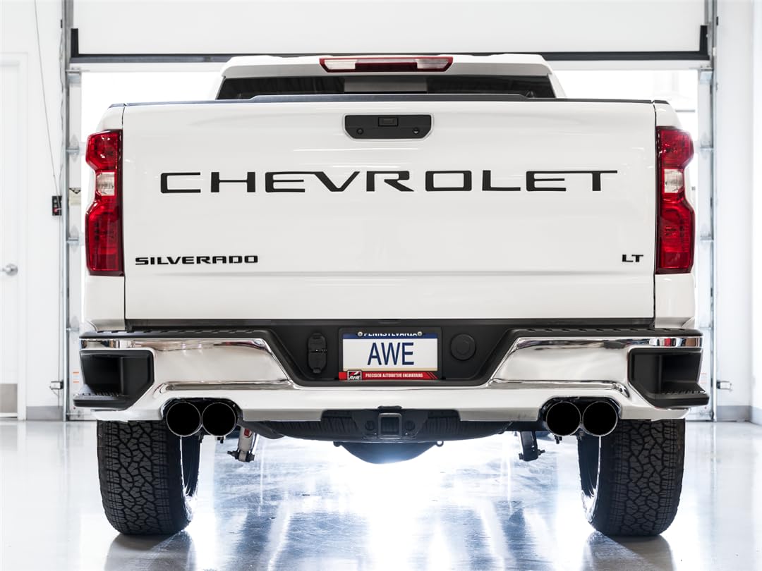 Awe Tuning 4Th Gen Gm 1500 5.3L 0Fg Catback Split Rear Exit (W/Bumper Cutouts) - Quad Diamond Tips - 3015-43202