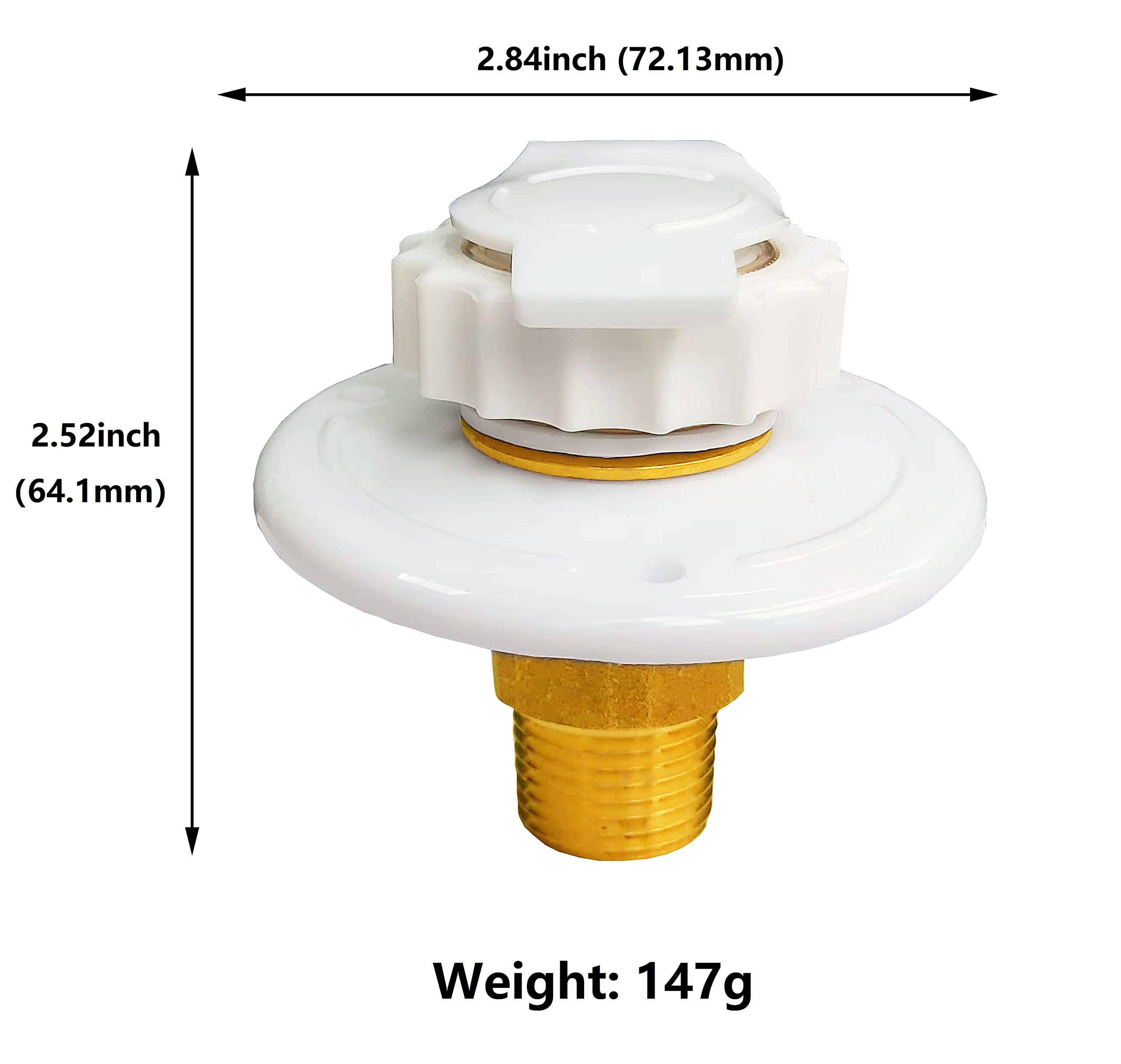 Water City Inlet For Rv, Rv City Water Inlet With Check Valve 34 Nh Female To 12 Npt Male Lead-Free Brass Rv City Water Flange B