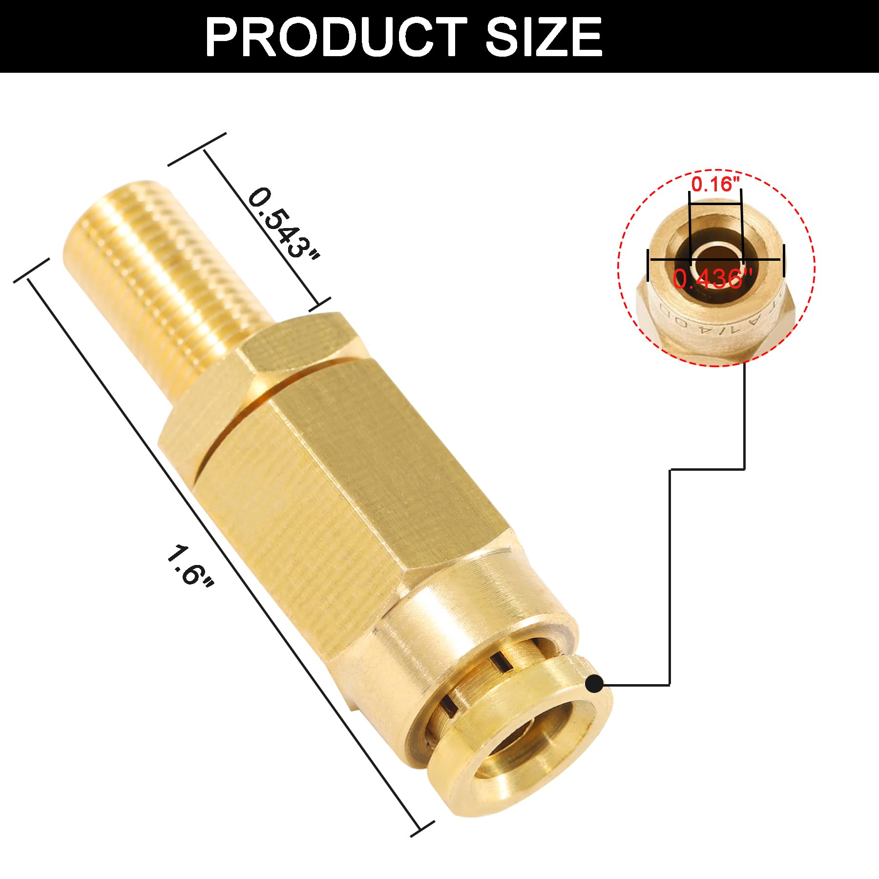 Breezliy 1/4" Inflation Schrader Valve - Brass Push to Connect for Air Line Tubing, 2PCS, Model 3d2813d3-0516-49