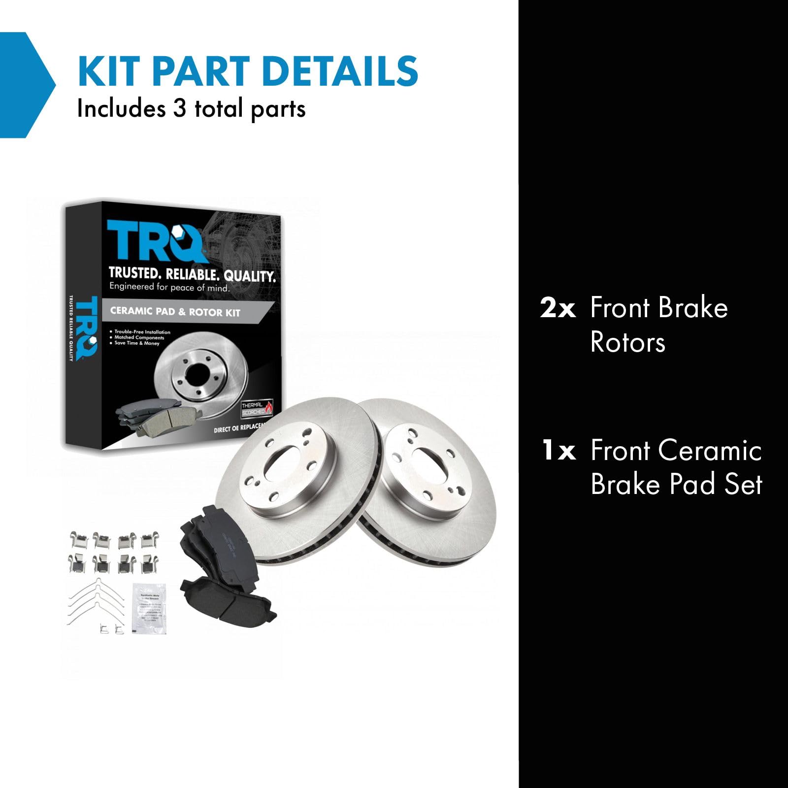 Trq Front Brake Pad & Rotor Kit Brake Pads Brake Rotor Ceramic Compatible With 1995-1997 Toyota Avalon 1996-2001 Camry 1998-2003