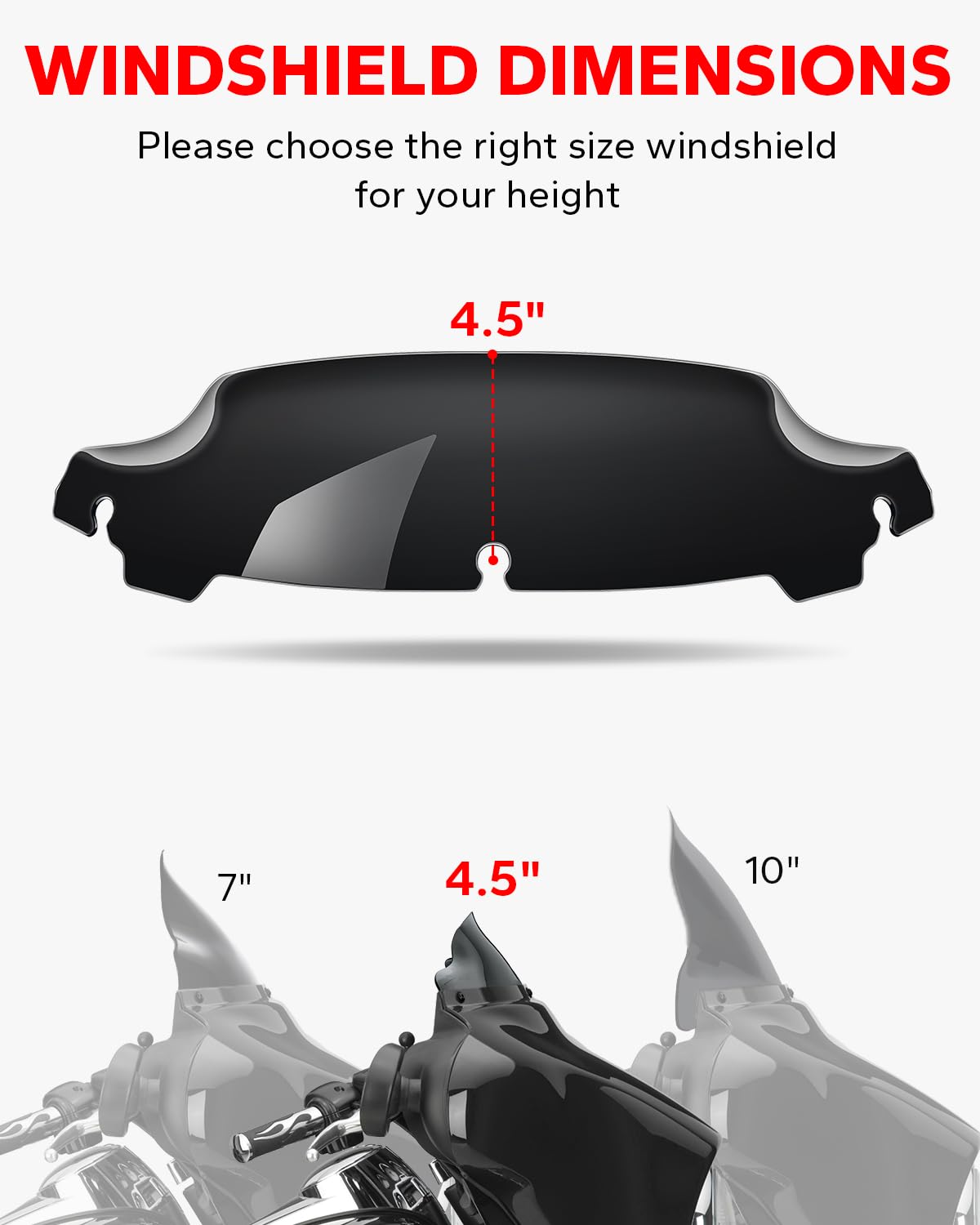 Amazicha 4.5" Black Wave Windshield for Harley Davidson Touring 2014-2024, Polycarbonate