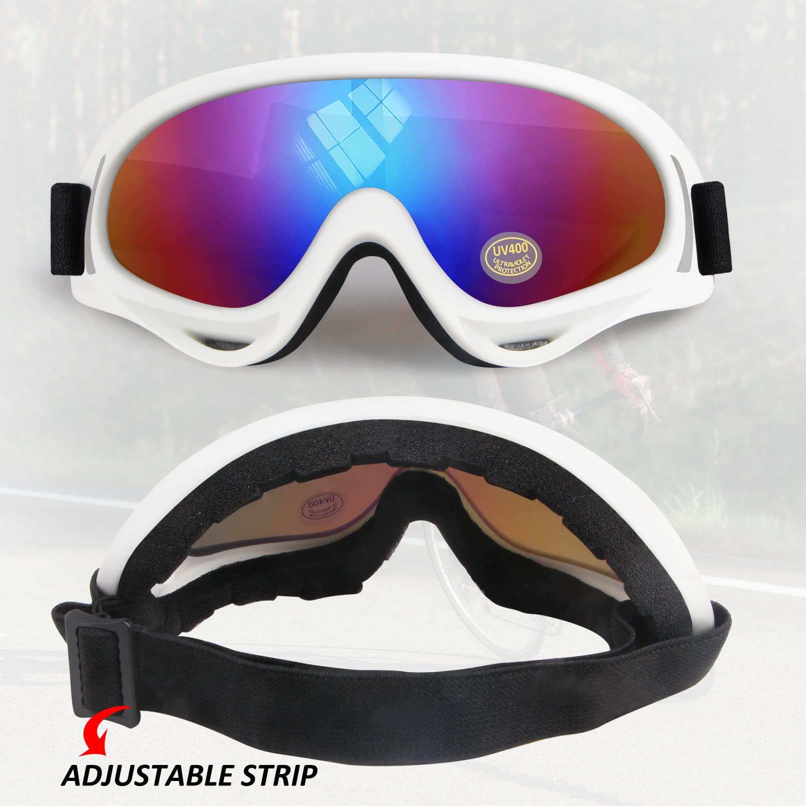 Motorcycle Goggles Kids, 2 Pack Dirt Bike Atv Motocross Goggles Ski Goggles, Off Road Riding Goggles For Child, Anti-Uv Dust Air