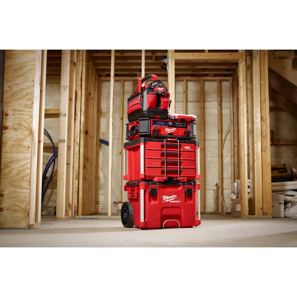 Milwaukee Packout 4 Drawer Tool Organizer Box - Plastic, Red, Model 48-22-8444