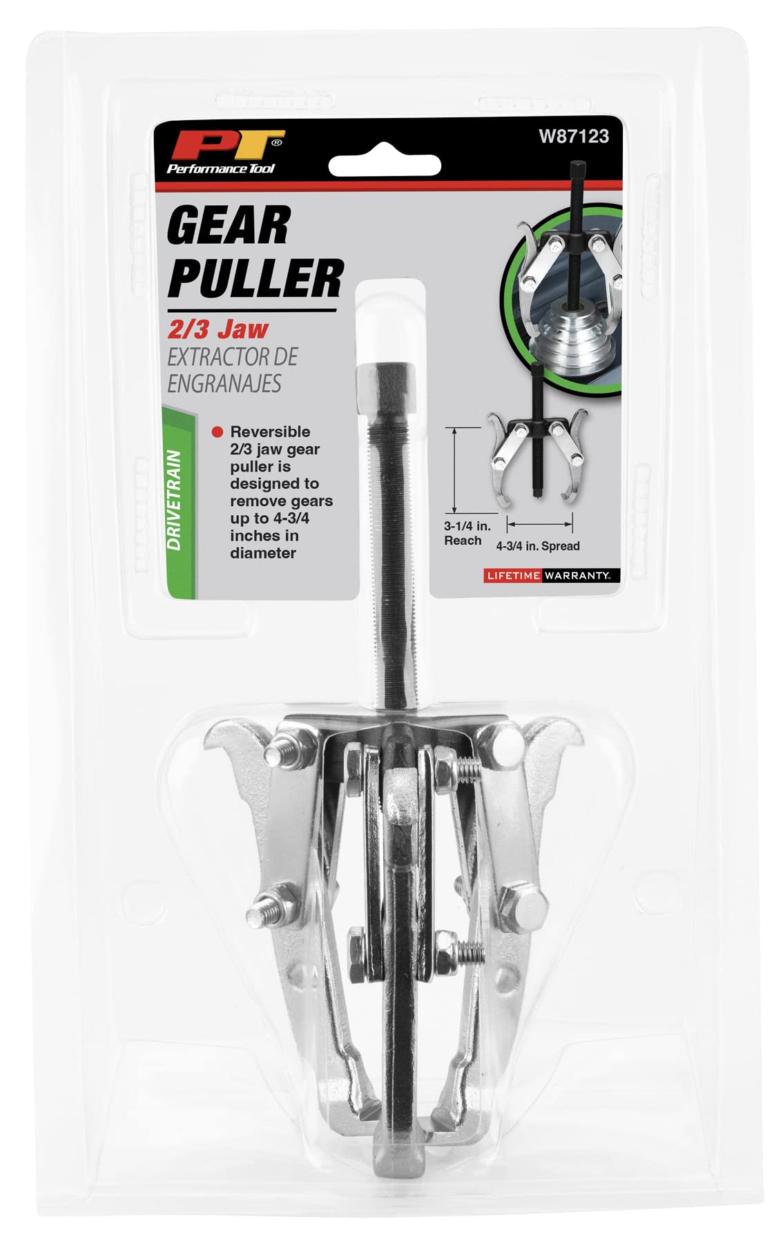 Performance Tool W87123 3-1/4-Inch Reach x 4-3/4-Inch Spread 2-Jaw Gear Puller