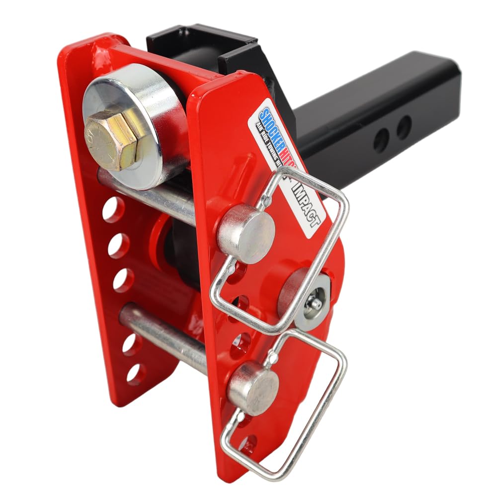 Shocker Impact Cushion Hitch Combo Ball Mount 4' Rise To 4' Drop, Fits 2' Hitch Black Combo 2' & 2-5/16' Balls