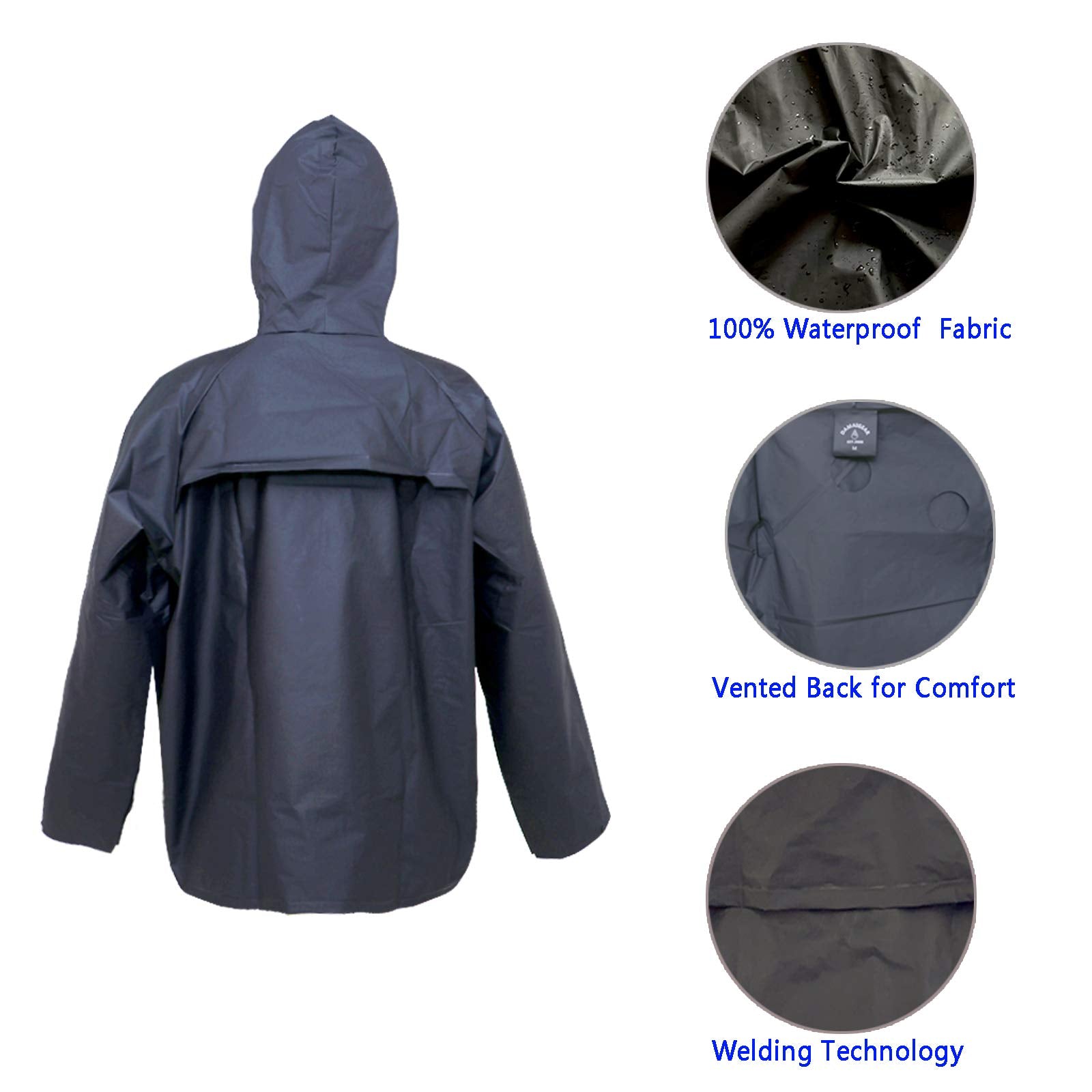 Ultra-Lite Rain Suit For Men Women Waterproof Protective Rain Coat With Pants 2 Pieces Rain Gear(Black,Xxl)