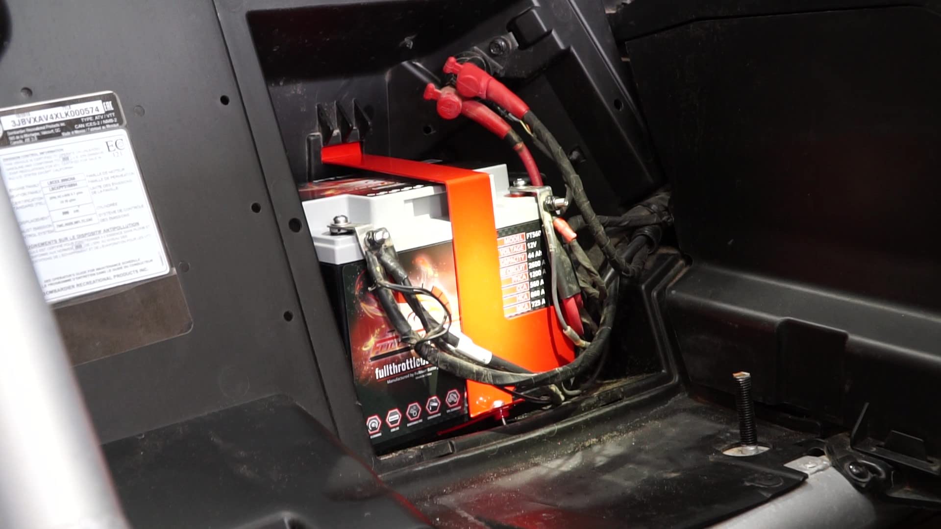 UTV Stereo UTV Stereo Can-Am X3 Battery Mount - Steel, Small, Red for FT560 & Odyssey 1200pc Batteries
