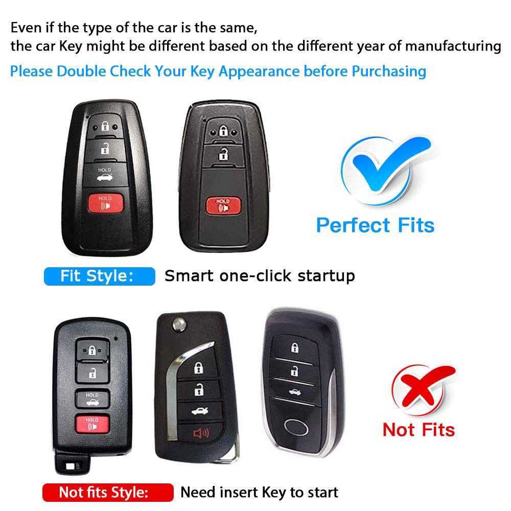Qbuc For Toyota Key Fob Cover With Keychain Tpu Suitable For 2018-2022 Toyota Camry Rav4 Avalon C-Hr Corolla Highlander Gt86 (Style 1-Silver)