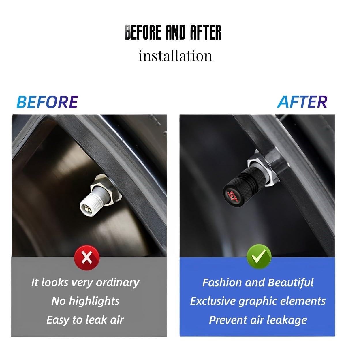 Car Wheel Tire Valve Stem Caps Compatible with ST line Fashion Tire Air Caps Cover