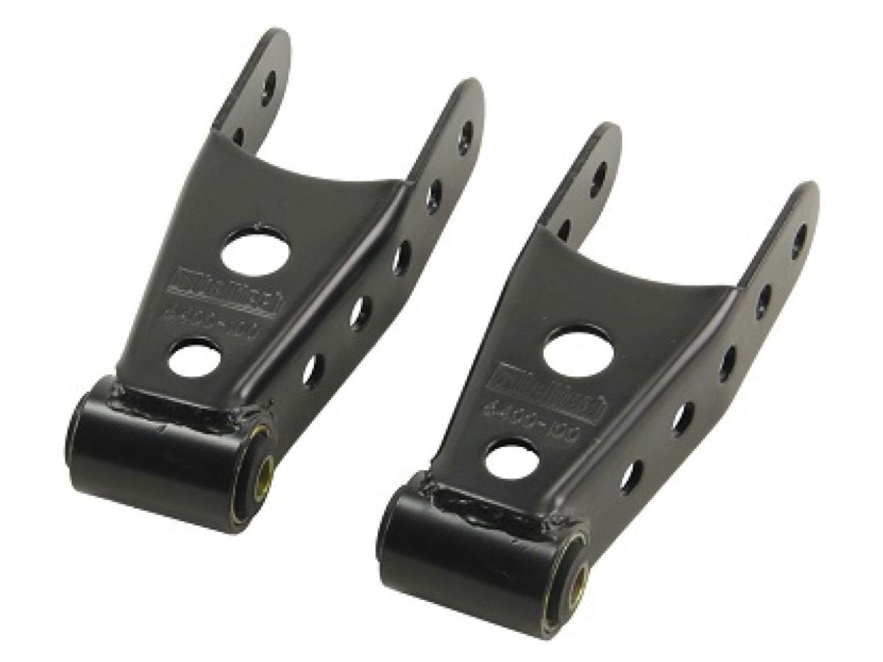 Belltech Spring Shackle Pair for GM Fullsize Truck 1988-2018, 2 in Lowering, Alloy Steel, Black Powder Coat, Model 6400