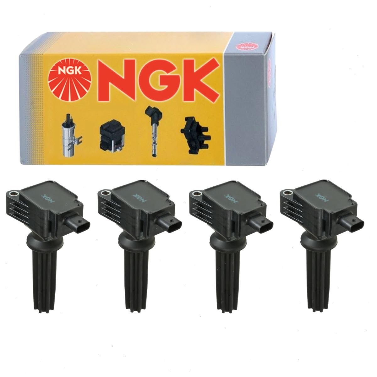 4 pc NGK Ignition Coils compatible with Ford Focus 2.0L 2.3L L4 2012-2018