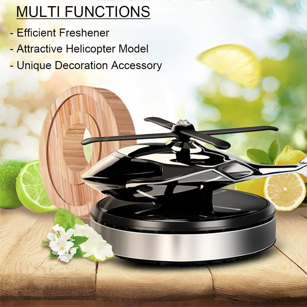 Niceada Car Air Freshener, Helicopter Solar Energy Rotating Aromatherapy Aviation Al Alloy Diffuser, Interior Decoration Accesso