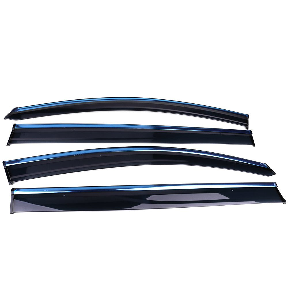 IKON MOTORSPORTS Tape On External Window Visor, Compatible with 2011-2017 Honda Odyssey, Injection Polycarbonate with Chrome Tri