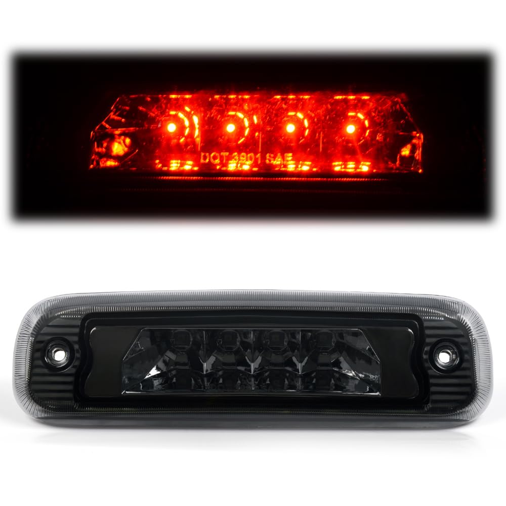 Cheda Third 3D Brake Lights, Compatible With 1997 1998 1999 2000 2001 Jeep Cherokee, Smoky Lens Clear Housing Led Bar Tail Cargo