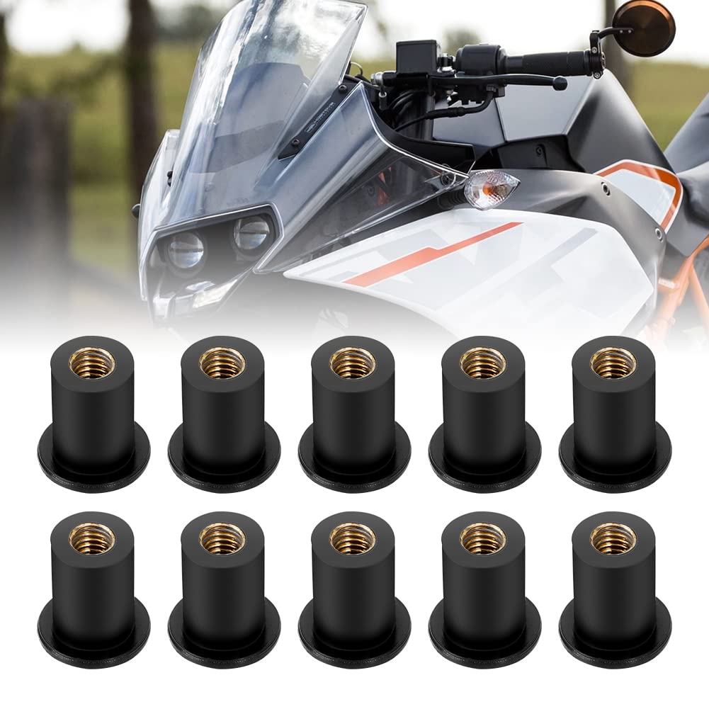 10PCS Wellnut, Alpha Rider M5 5MM Rubber Well Nut Windscreen Fairing Bolt Kit For Universal Motorcycle For Suzuki Honda Yamaha K