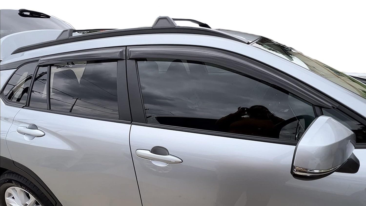 Optimal Co Tape-on Rain Guards for Toyota Corolla Cross 2022-2026, Black Acrylic Side Window Deflector Visors, Model TYCRCSVS22