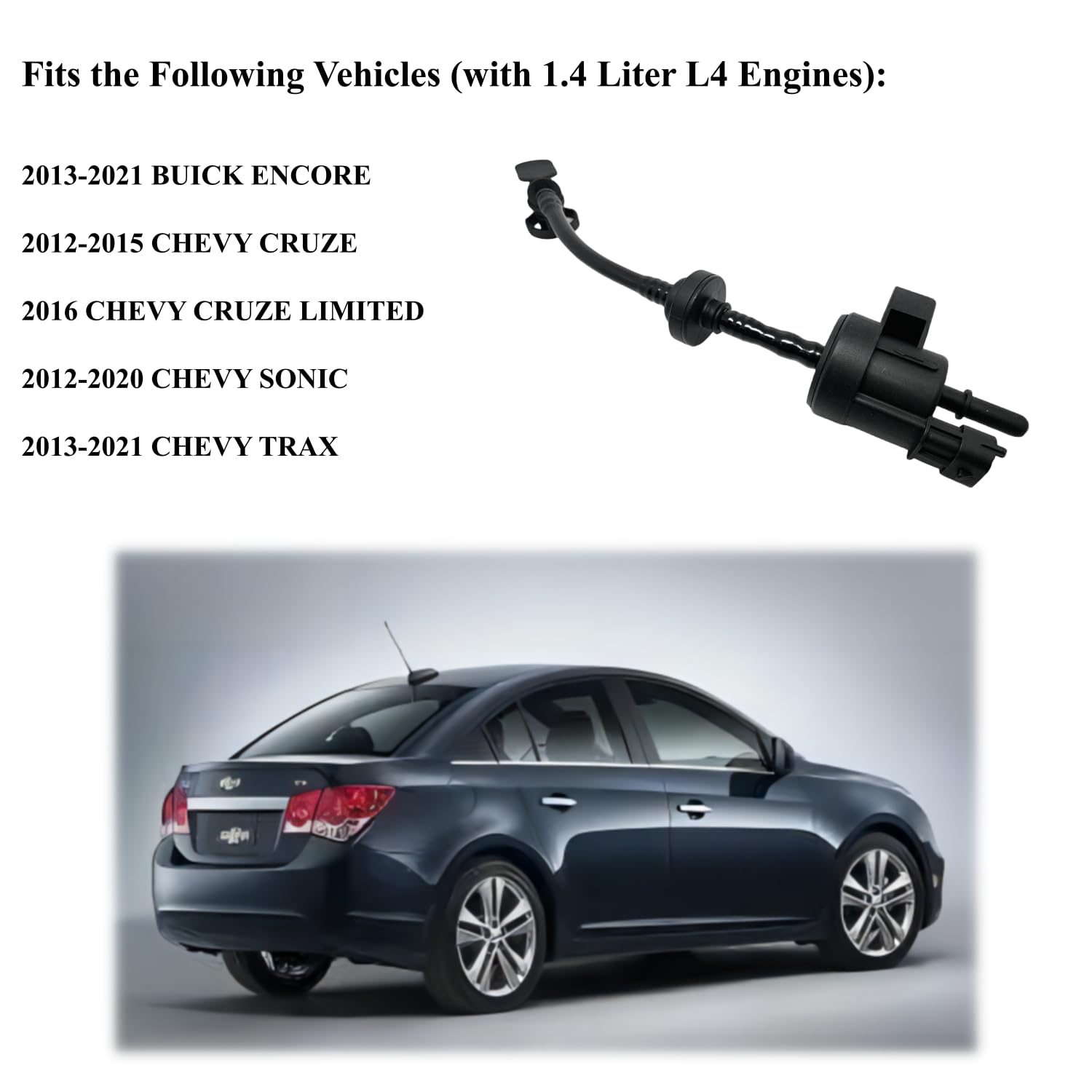 Vapor Canister Purge Valve Compatible with 2012-2021 Chevy Cruze Sonic Trax Buick Encore with 1.4L - Replaces 55573017 911-409 C