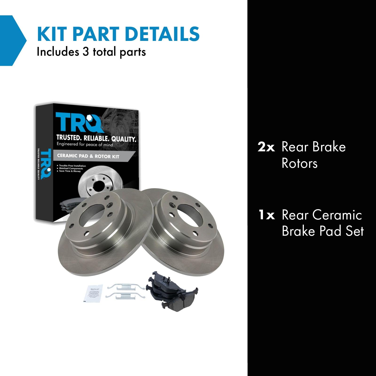 Trq Rear Brake Pad & Rotor Kit Brake Pads Brake Rotor Ceramic Compatible With 1992-1998 Bmw 318I 1992-1997 318Is 1998-1999 323I