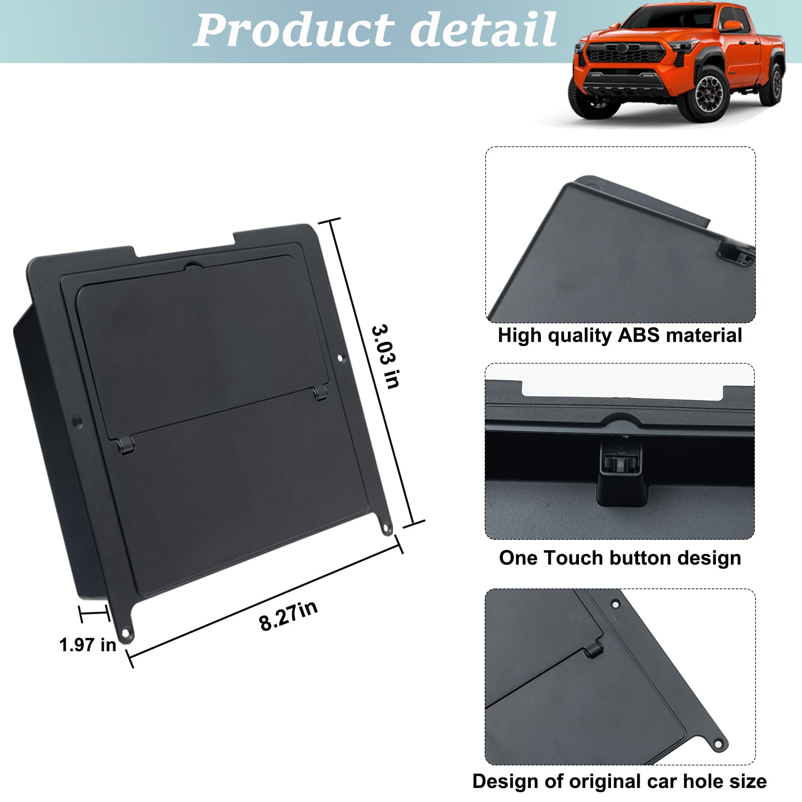 JKCOVER Center Console Organizer for 2024+ Toyota Tacoma, Plastic, Patented Design, Hidden Box Armrest Compartment