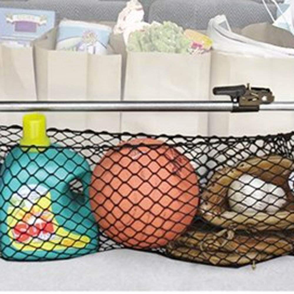 Keeper Ratcheting Cargo Bar - Rubber, Black/Silver, Adjustable From 40''-70'' - Comes With 60    X 24    Storage Net (5060), For