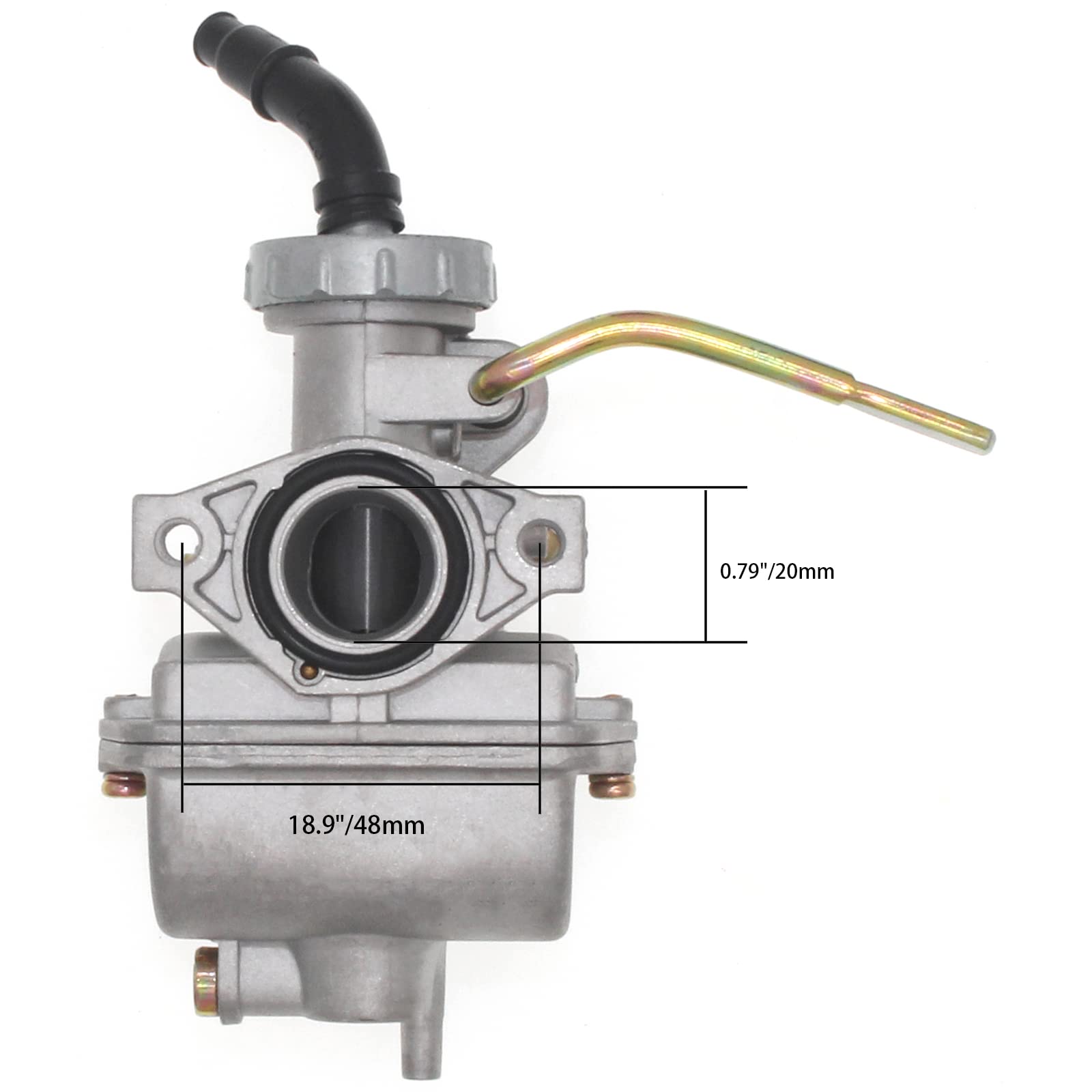RUITONDA PZ20 Carburetor for 125/110/90/70/50 ATV & Dirt Bikes - 4-Stroke Engine with Inlet Pipe Manifold Kit