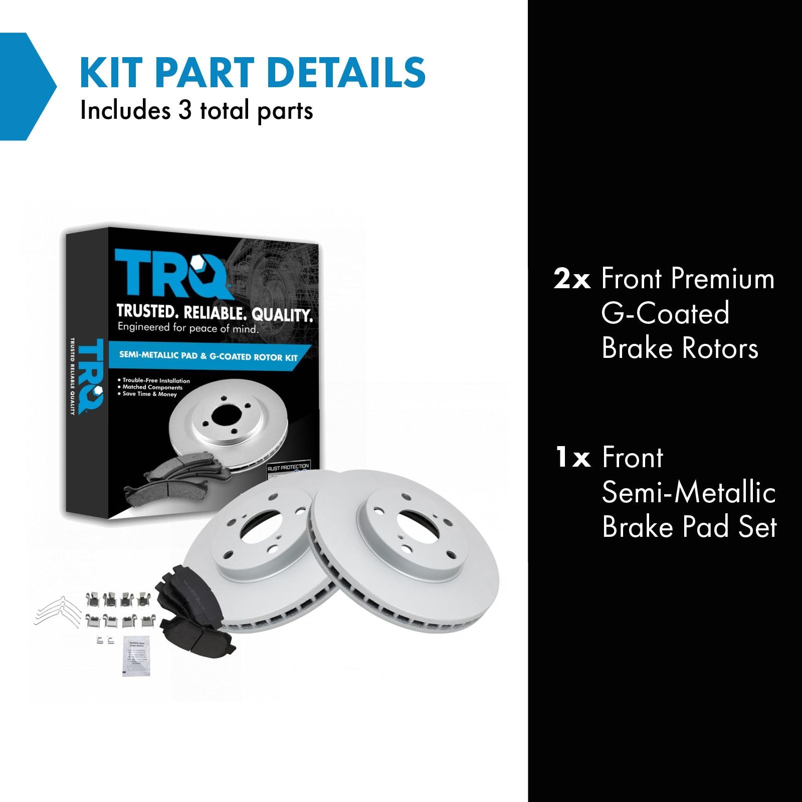 Trq Front Brake Pad & Rotor Kit Brake Pads Brake Rotor Semi-Metallic Premium G-Coated Compatible With 2005-2008 Buick Lacrosse 2