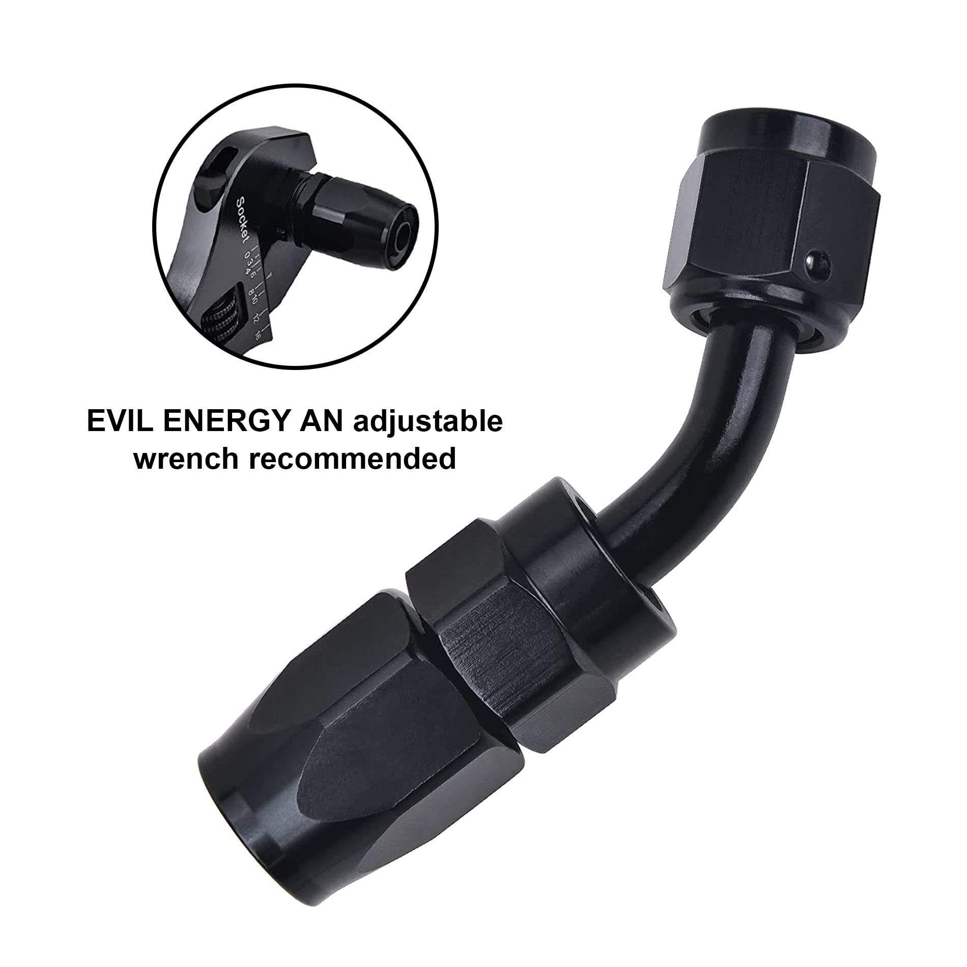 Evil Energy 8An Hose End Fitting 45 Degree Swivel For Cpe Braided Hose Black