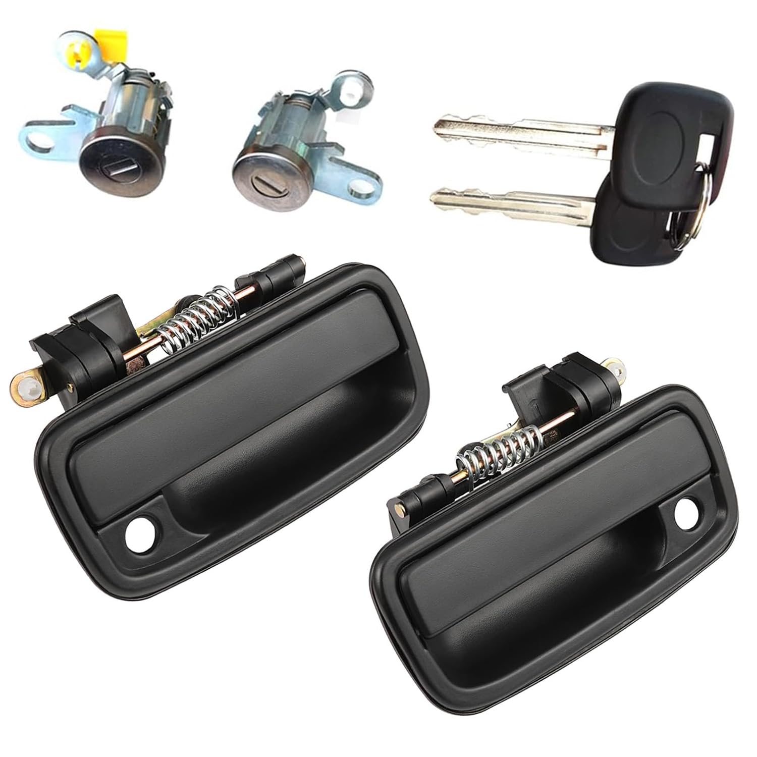 Lcyolada Pair of Exterior Door Handles w/Lock Cylinders & Keys Compatible with 1995-2004 Toyota Tacoma, Front Driver and Passeng