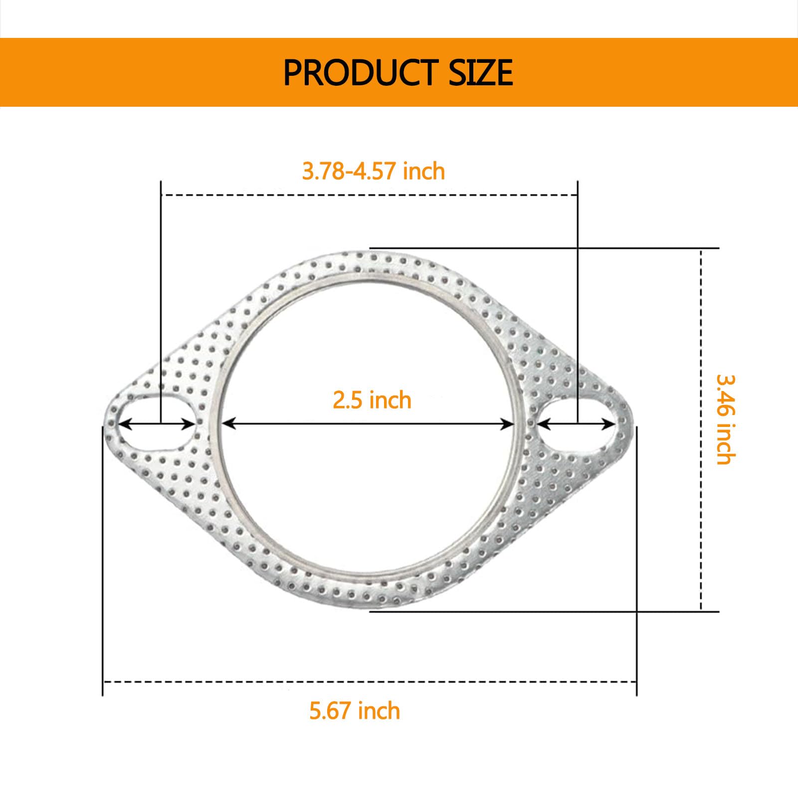 Crynod 2 PCS Car Exhaust Pipe Gasket, Metal Gasket Replacement, 2.5 Inches Sealing Kit, High Temperature Resistant Vehicle Parts