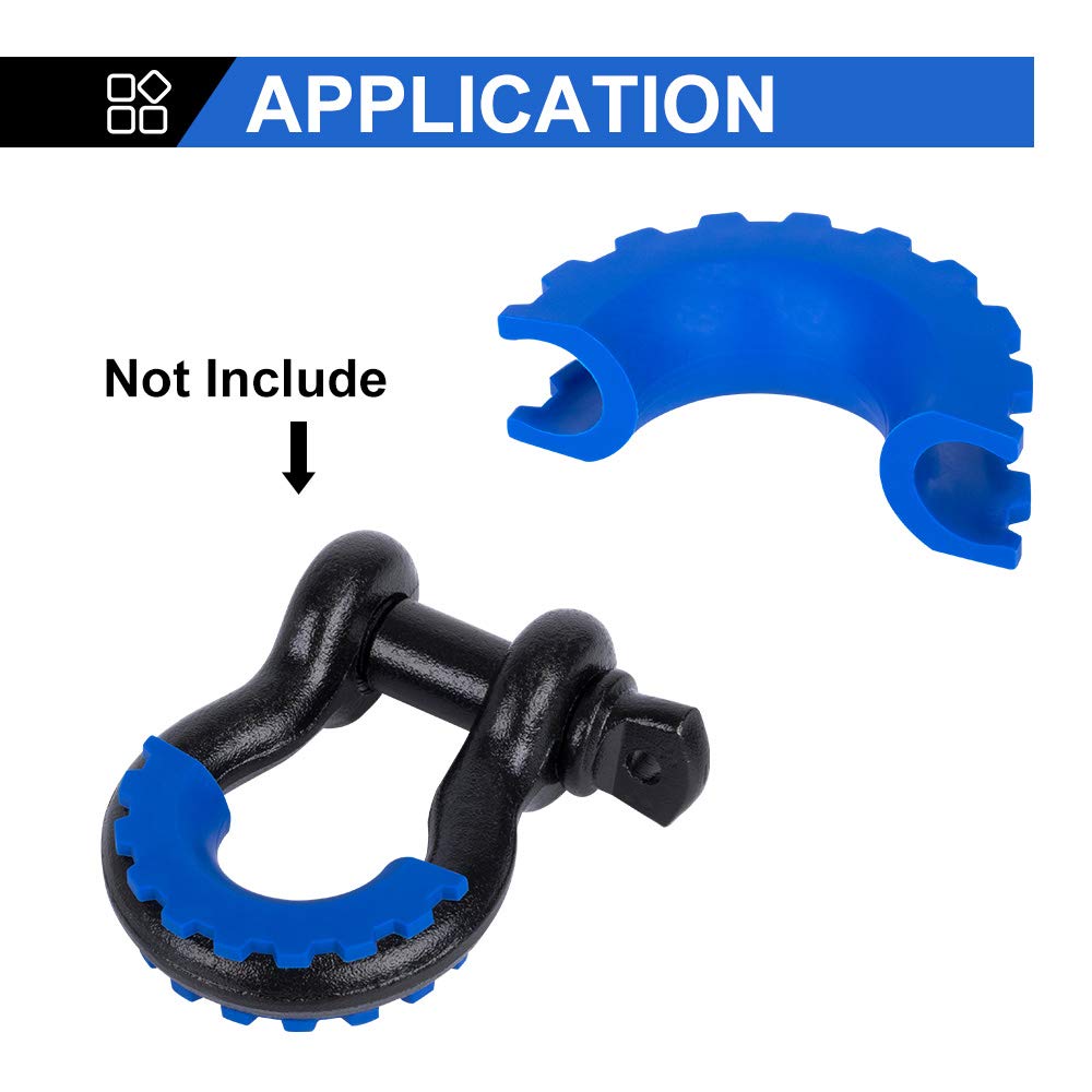 BUNKER INDUST D Ring/Shackle Isolator Kit, Blue, Includes 1 Pair Isolators & 4 Washers, Fits 3/4" Shackle Hooks, Model