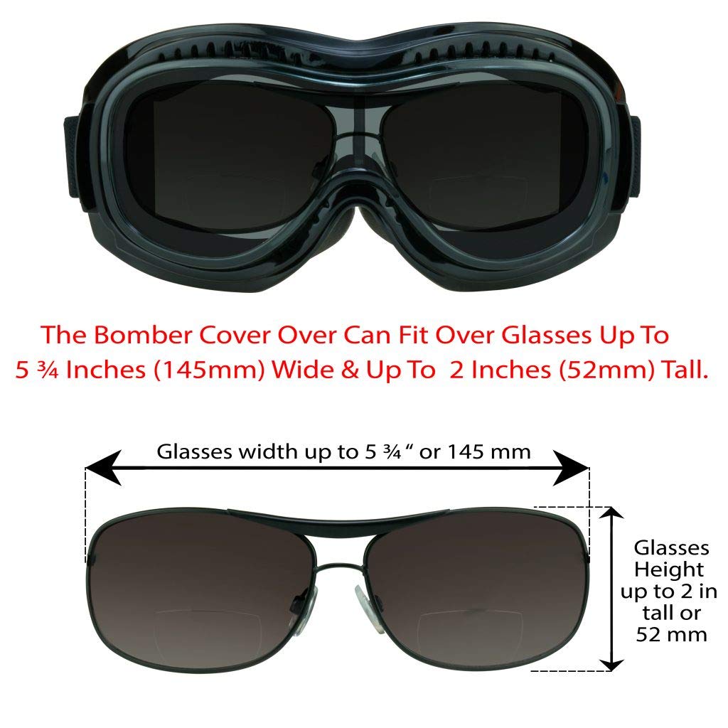 Bikershades Fit Over Goggles For Eye-Glasses Smoke Yellow Motorcycle Riding Cycling Skiing Sky Diving Outdoor Work