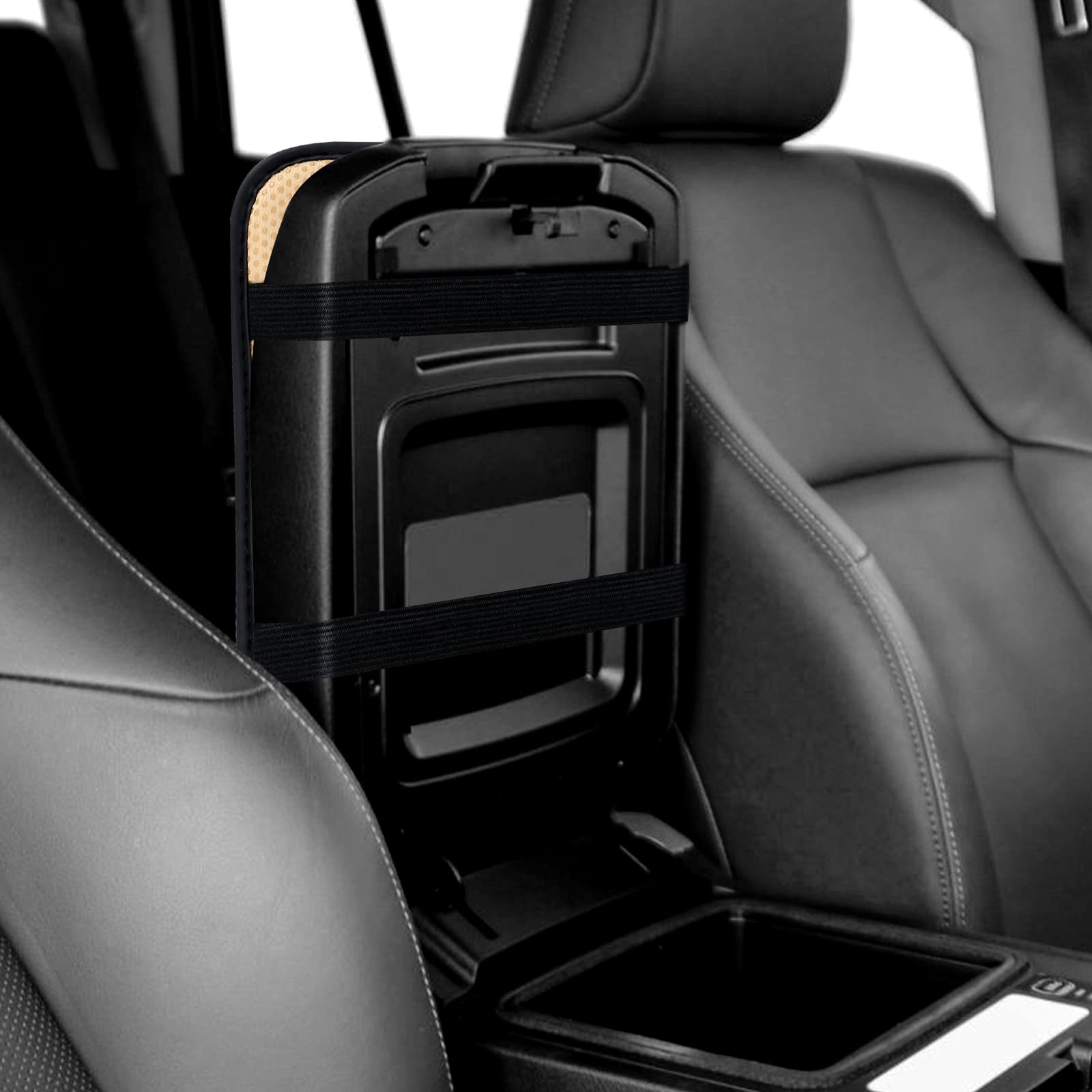 Amiss Auto Center Console Pad, Pu Leather Car Armrest Seat Box Cover Protector, Universal Waterproof Non Slip Soft Center Console Armrest Pad For Most Vehicle, Suv, Truck, Car (Black)