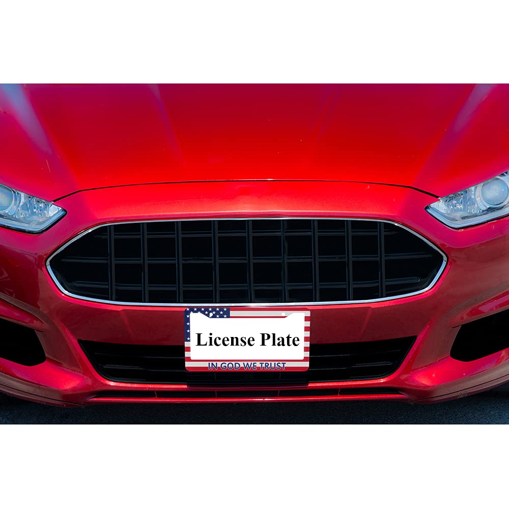 Ofloral In God We Trust Aluminum Alloy License Plate Frame U.S.A Flag American Patriotic Freedom Applicable To Us Standard Metal