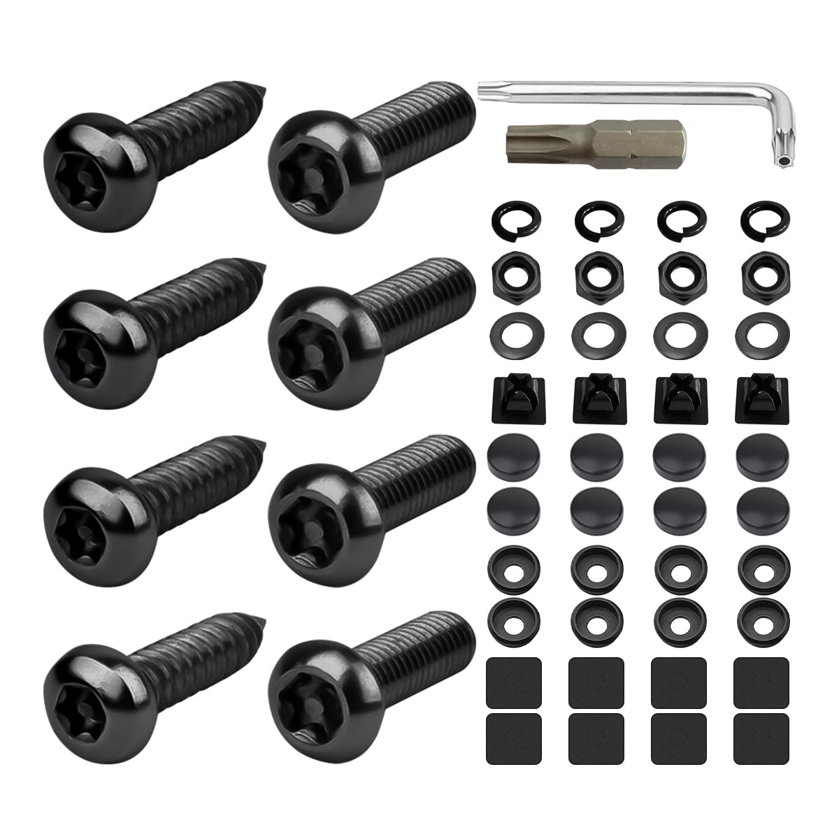 Black Anti Theft License Plate Screws, Stainless Steel Car Tag Plate Mounting Hardware, Auto Fasteners For Locking License Plate