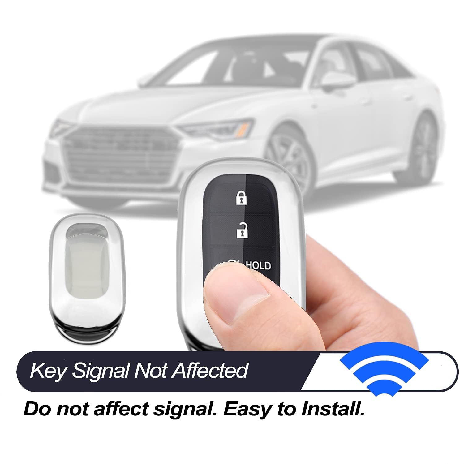 Compatible With Honda Accord Civic Silver Tpu Key Fob Cover Case Remote Holder Skin Protector Keyless Entry Sleeve Accessories