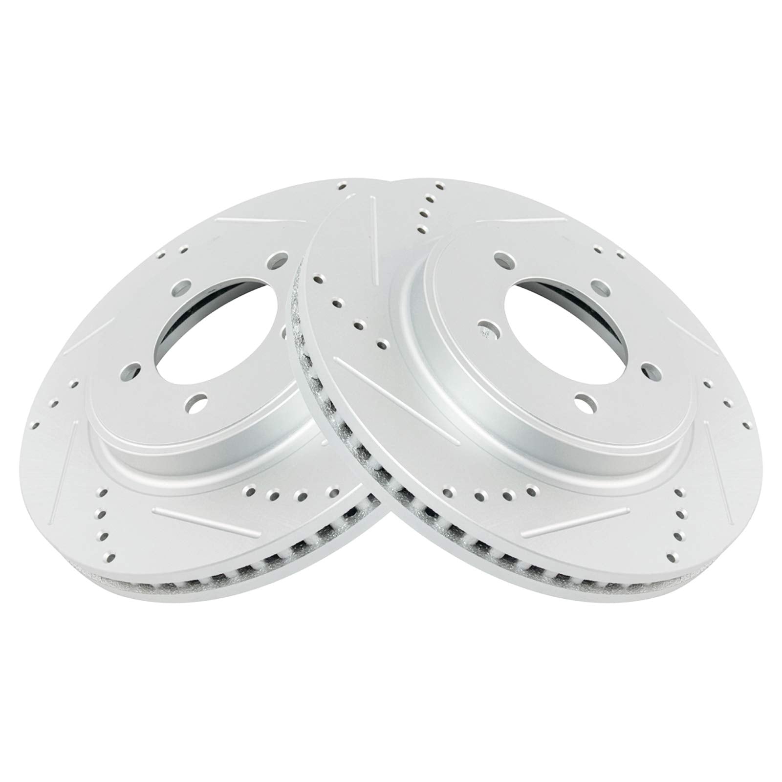 Trq Front Performance Brake Rotors Set Premium G-Coated Cross Drilled & Slotted Compatible With 2006-2010 Ford Explorer 2007-201