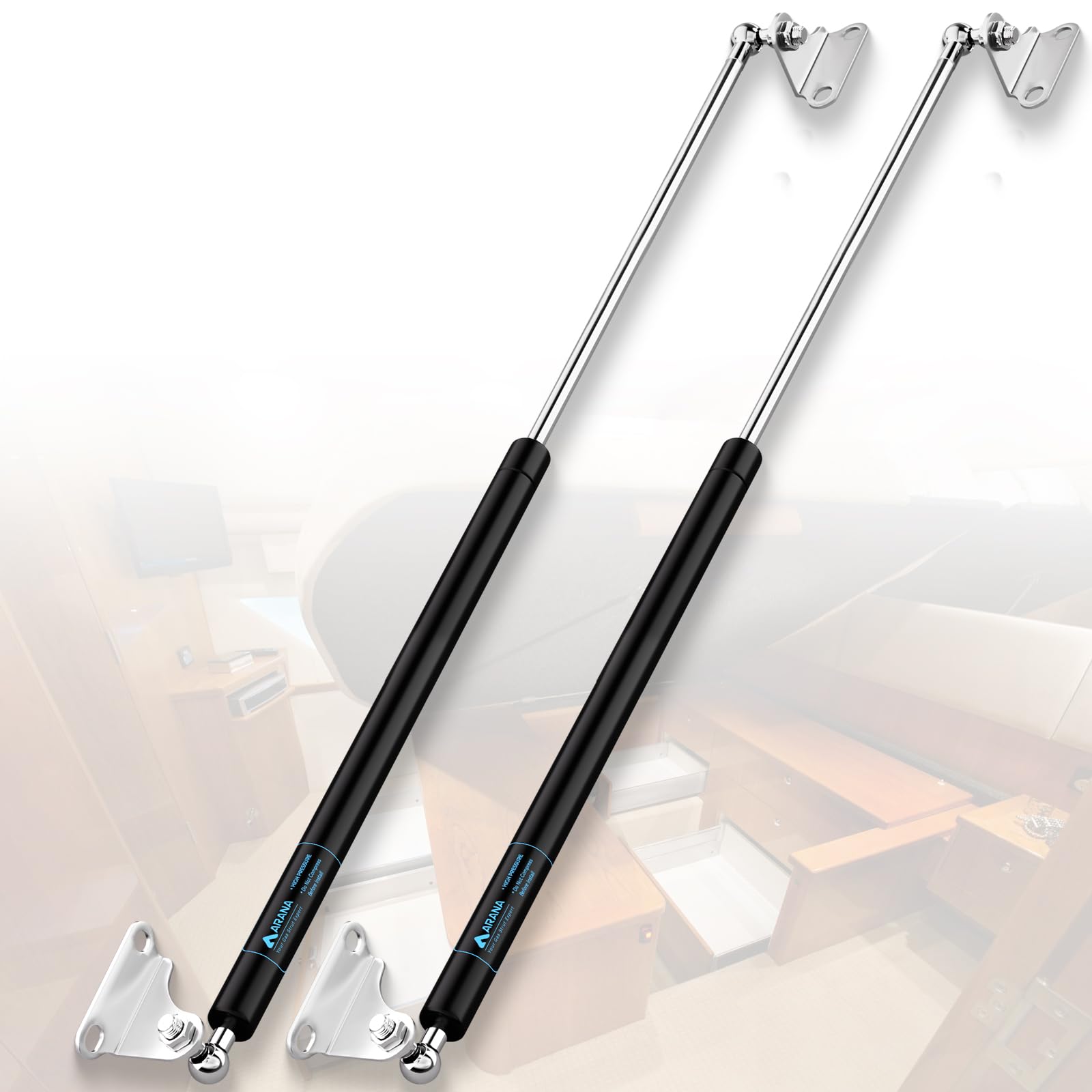 Arana 30 Inch 120 Lb Gas Prop Struts Shocks With L Mounting Brackets, 2 Pcs 30'' 120 Pound Lift-Support Gas Springs For Heavy Du