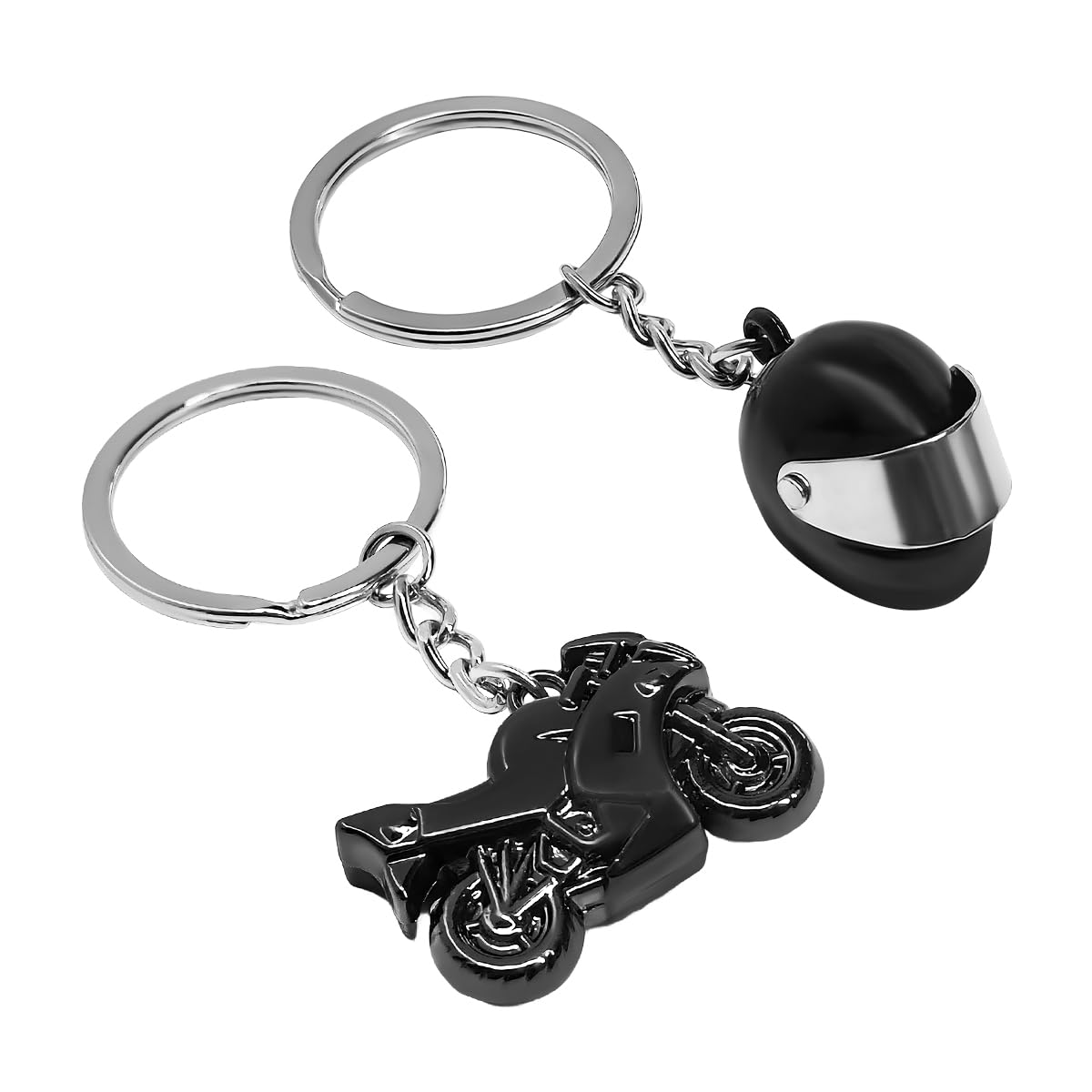 NYTKL 2 PCS Motorcycle Helmet Keychain, Creative Motorcycle Keychain Helmet Key Fob, 3D Metal Motorbike Keyring for Men (Black)